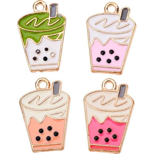 Fashion Cute Bubble Tea Enamel Alloy Charms for Jewelry Making Bracelet Necklace Accessories Colorful Pendant Jewelry Findings