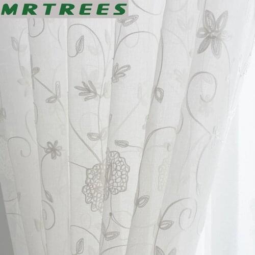White Linen Curtains Modern Bedroom Embroidered Tulle Drapes Roman Curtains for the Living Room to the Window Door Curtain