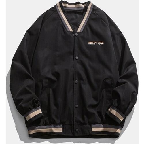 LUCLESAM Autumn Men Retro Varsity Baseball Jacket Loose Bomber Coat for Men Jaqueta Masculina