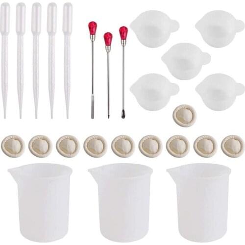 New Jewelry Making Tools Epoxy Resin Tools Set Silicone Workbenches Plastic Beaker Drilling Bits Sticks Disposable Cup Dispenser