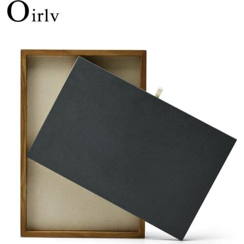 Oirlv New Solid Wood Jewelry Display Stand with Microfiber Ring Pendant Bangle Display Tray Table Set 2 Color Showcase Exhibitor