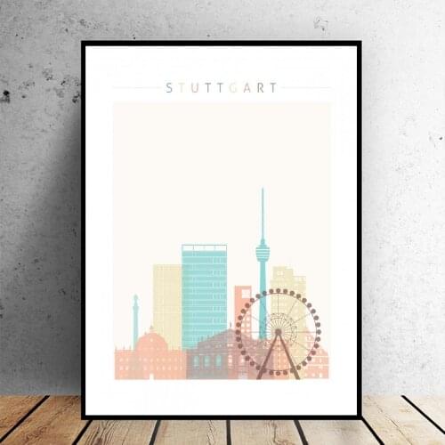 Stuttgart Skyline Canvas Print Wall Art Poster Picture Modern Minimalist Bedroom Living Room Decoration Frame