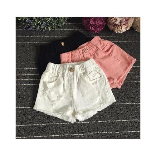 Girls Casual Shorts 2021 Summer New Korean Big Childrens Denim Shorts Childrens Solid Ripped Shorts Hot Pants Drop Shipping