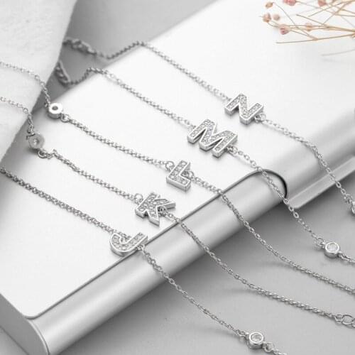 Simple 26-letter Bracelets Womens Jewelry Copper-plated Real Gold Zircon Bracelets