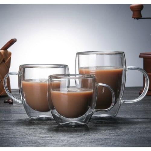 Transparent glass coffee cup milk whiskey tea beer double creative heat resistant cocktail Vodka wine mug Drinkware tumbler cups