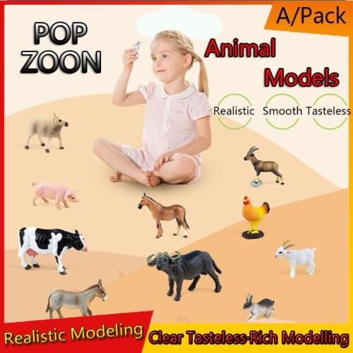 PVC Model Farm Solid Animal Toys Children Early Education Cognition Animal Toys Peripheral Furnishing Articles Mini Pig Hand Do
