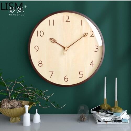 Nordic Solid Wood Clock Living Room Silent Clock Wall Clock Living Room Modern Design Wall Digital Clock Relojes De Pared