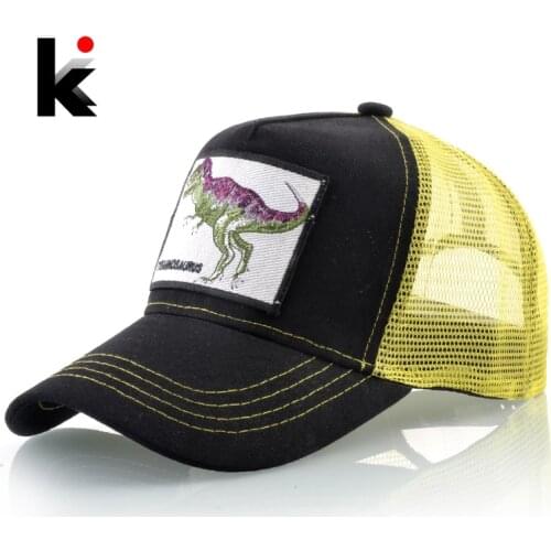 Snapback Baseball Caps Men Streetwear Trucker Bones With Tyrannosaurus Patch High Quality Embroidery Hip Hop Hats Women Mesh Cap