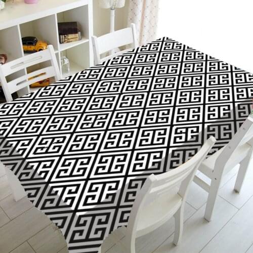 Modern Greek Key Tablecloth Waterproof Greek Key Table Cloth for Rectangle Table Cover Squre Wedding Tablecloth Party Home Decor
