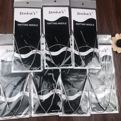 Free Shipping 43cm Stainless Steel Circular knitting needles set 7PCS/Set Size 2.0-5.0mm knitting needles Crafts