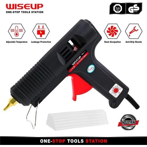 WISEUP 110W Hot Melt Glue Gun with 11mm Glue Stick Smart Temperature Copper Nozzle Industrial Hot Glue Gun Stick Repair Tool DIY