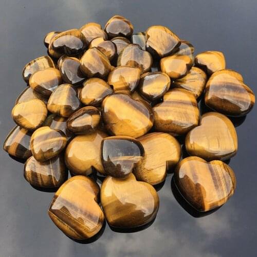 Tiger eye quartz crystal hand carved heart shaped natural stone and minerals reiki healing home decoration for sale 2pcs