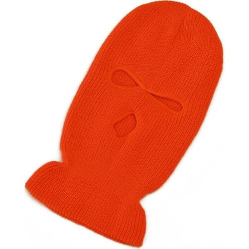 Windproof Balaclava Motorcycle Face Mask Knitted Ski Cycling Thermal Mask 3 Hole Long Beanie Black Grey Neon Orange Green Yellow