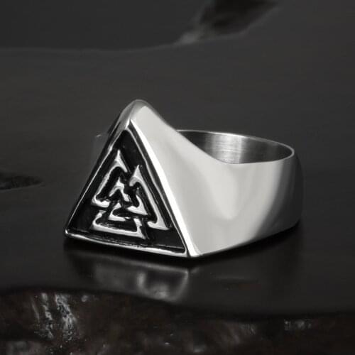 Onlysda Stainless Steel Viking triangle Ring vintage Hammer retro punk jewelry finger man Love Jewelry Gift Wholesale OSR300