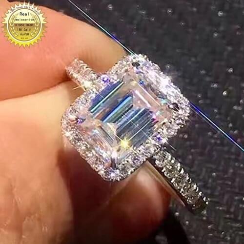 18K goldr ring 2ct D VVS moissanite ring Engagement&Wedding Jewellery with certificate 012