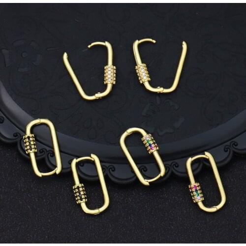 Gold Oval Circle Hoop Earrings for Women Ear Clip Gift High Quality Brilliant Crystal Zircon Hoops Jewelry boucle oreille femme