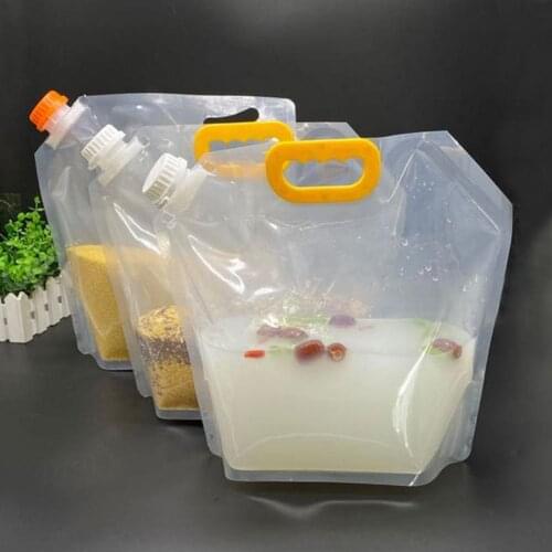 1.5/2.5/5L Stand-up Plastic Drink Packaging Bag Pouch Transparent Liquid Spout Pouch Beer Beverage Container Milk Coffee Bag