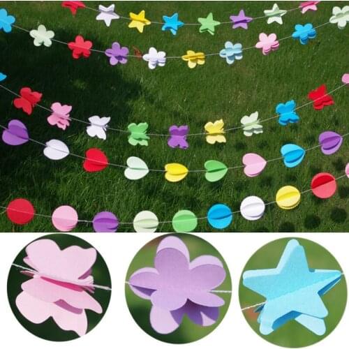 1set 3D Paper Flower Garland Buntings Wedding Party Birthday Festival Diy Banner Hanging Decoration