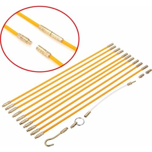 10pcs/set New Fiberglass Cable Running Rods Kit Electrical Wire Coaxial Wall Tool Electrical Wire Cable Pulling