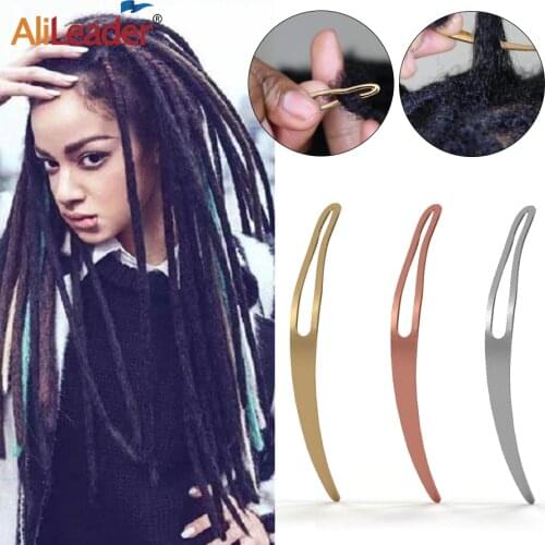 Alileader Cheap 2Pcs Sisterlocks Dreadlocks Crochet Needle Metal Crochet Needle For Hair Gold Silver Interlocking Tools