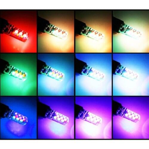 2pcs T10 W5W RGB LED Bulbs With Remote Control Strobe Flash Car Parking Light Y5GF