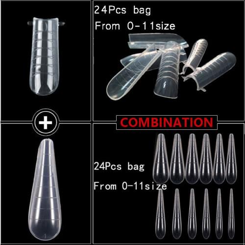 48pcs Nail Mold Stiletto Tips Molds Quick Building Poly UV Gel Foms Extension Upper Forms For Nails