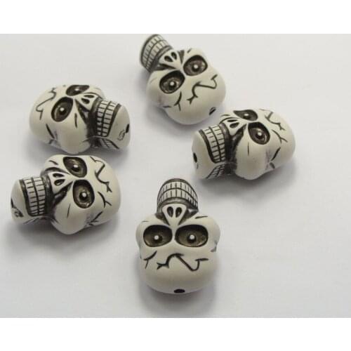 5pcs White Halloween Gothic Skull Acrylic Beads 36mm