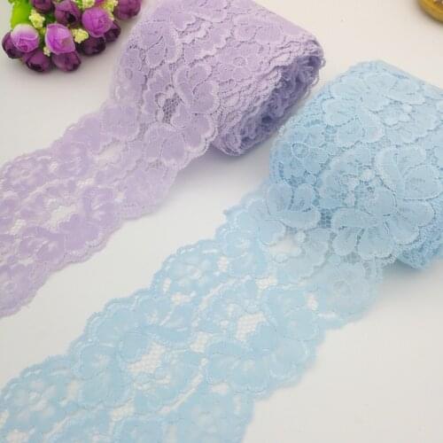 5yds/lot 9.5cm width Blue/Purple Nylon mesh embroidered Fabric Venise Net Lace Trim Ribbon Sewing Dress Craft