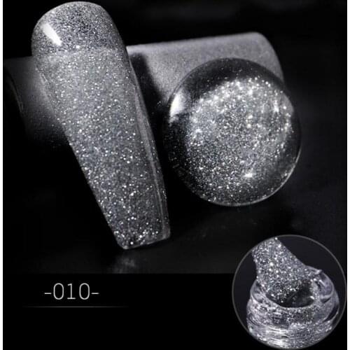 8ml Explosion Diamond Gel Shimmer Nail Polish Silver Shiny Laser Nail Gel Nail Varnish Sequins Glitter Nail Glue Nail Art TSLM1