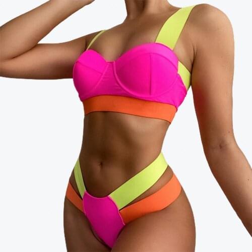 80% Hot Sales!! 1 Set Bikini Suit Sexy Low Waist with Underwire Padded Bra Swimsuit for Women