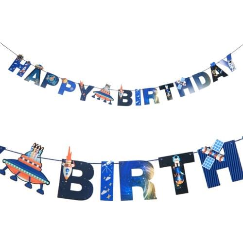 UFO Galaxy Outer Space Happy Birthday Banner Out of this World Alien Banner Space and Astronaut Birthday Theme Party Shower
