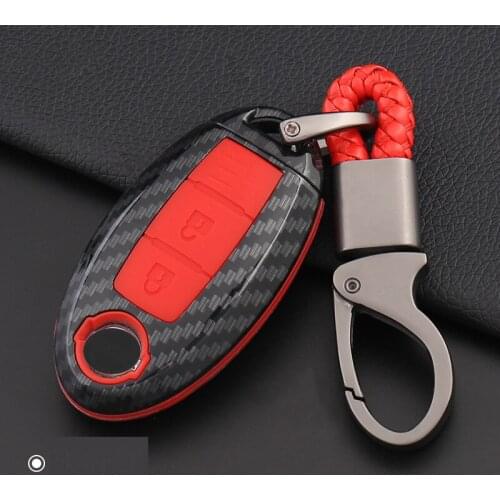 Jingyuqin 2/3/4B Carbon Fiber Key Case Cover For Nissan tiida livina x-trail T31 T32 Qashqai March Juke Pathfinder note GTR