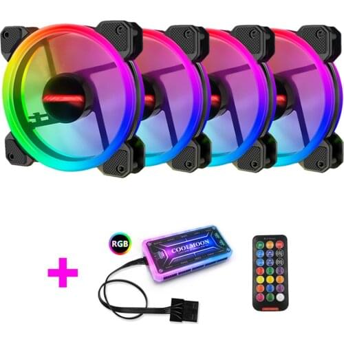 COOLMOON Heatsink 12cm RGB PC Cooling Fan Case 6 Pin Quiet Cooler Heatsink Radiator with Controller Kit for Desktop Computer