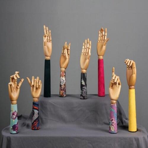 3style 36*8cm Cartoon sketch hand mannequin bag cloth wooden hand clothing shop window display props 1PC D072