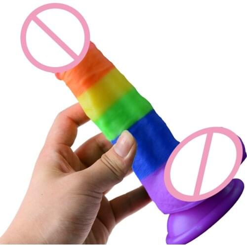 Loaey Long Rainbow Dildo Sex Big Toys Anal With Suction Goods For The Woman Adult Game Erotic Gay Female Huge Plastic Penis