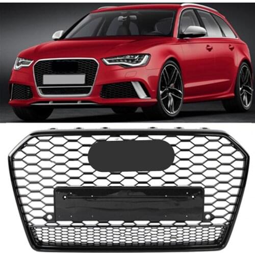 For RS6 Style Front Sport Hex Mesh Honeycomb Hood Grill Black for Audi A6/S6 C7 2016 2017 2018 car accessories