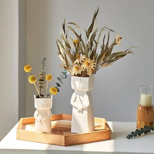 Home Decor Nordic Minimalist Ceramic Abstract Vase living room desktop Creative Decorative Dried flowers Vase white Ornaments