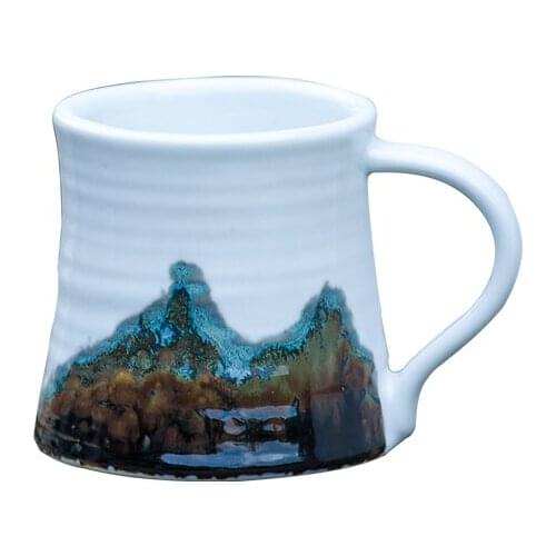 Porcelain Tea Mug Home Use Lover Drinkware Landscape Scene Building Print Cup Birthday Gift