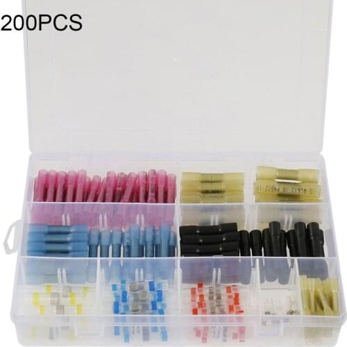 200PCS Tin Ring Crimp Terminal Connector Solder Wire Connector Sleeve Heat Shrink Butt Splice Waterproof Tin Ring Connector