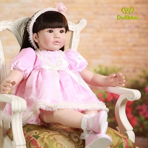 Bebe alive 22"56cm black long hair princess Toddler dolls Reborn Babies Silicone vinyl Baby infant Kids Birthday Gifts Toys