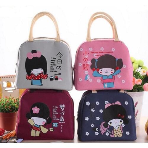 M676 The Little Girl Bento Lunch Boxes Bags Large Portable Insulation Bag Lunch Bag Cloth Oxford Thick Waterproof Wholesale