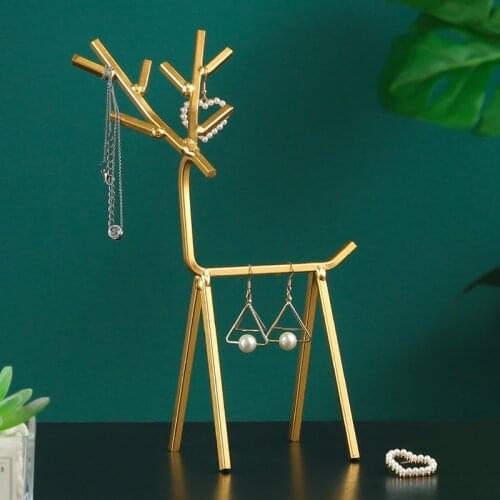 Metal deer jewelry rack Creative jewelry stand Earring storage rack girl room desktop jewelry display rack Home Decorations