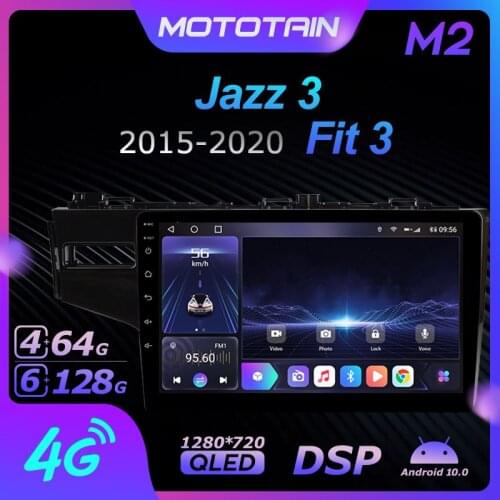 Mototain 6G+128G Android 10.0 Car Multimedia Radio Player for Honda Jazz 3 2015 - 2020 Fit 3 Auto video Head Unit 4G LTE SPDIF