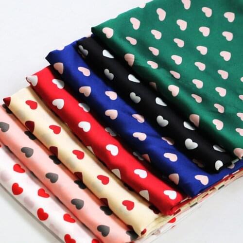 100cm*148cm Love Heart Design Crepe Satin Fabric Soft Charmeuse Satin Material For Dress Scraf