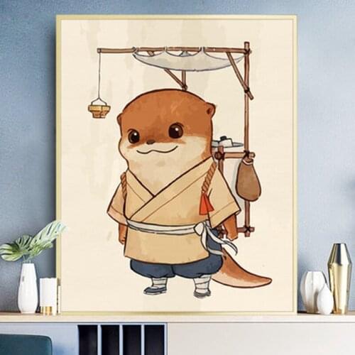 DIY Painting By Number Otter Animal Cartoon Pictures By Numbers Drawing On Canvas Hand Painted Paintings Art Home Decoration
