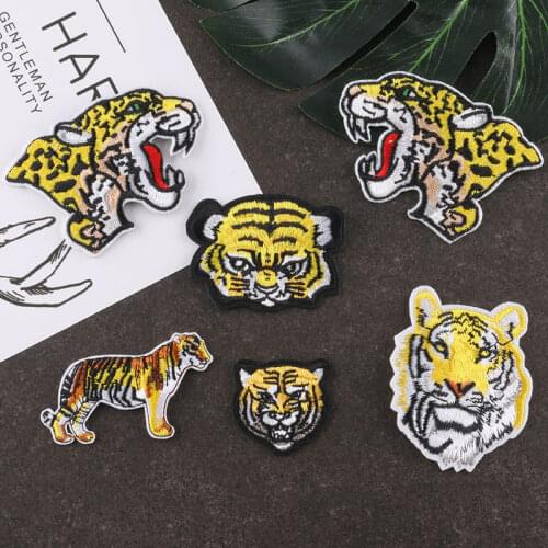 Punk Tiger Patches On Clothes Lion Leopard Head Iron on Patches for Clothing Sewing Badges Pacth Stripes for Clothes Stickers