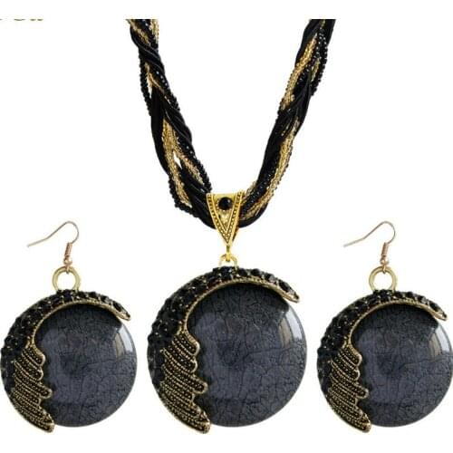 Nigerian Fashion Jewelry Sets Elegant Women Round Necklace Earrings Party All-match Jewelry Wedding Gift Bridal Accessories