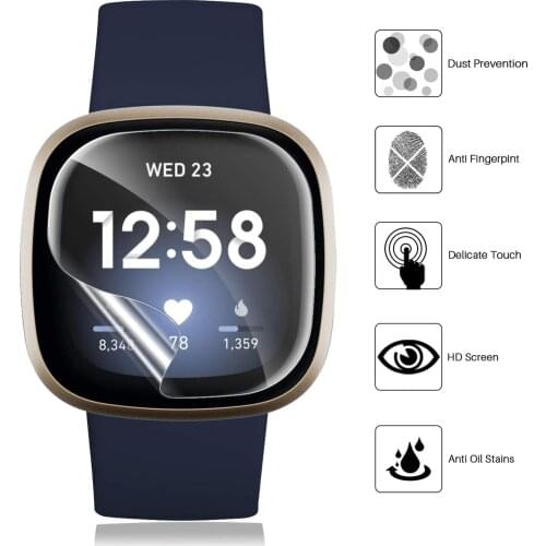 New Unthin Soft TPU HD Clear Protective Film For Fitbit Versa 3/ Sense Smart Watch Full Screen Protector Cover For Fitbit Versa3