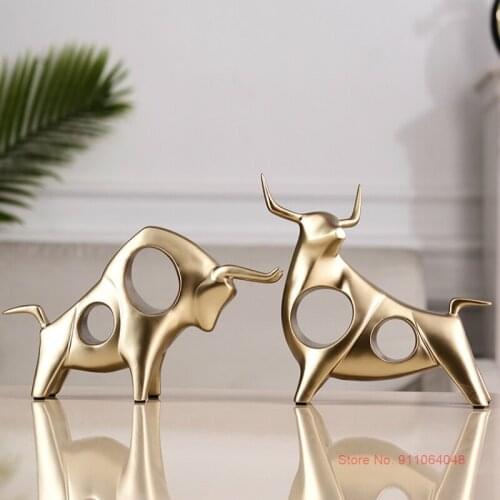 New Animal Statue Resin Couple Cattle Home Decoration Accessories Modern Office Feng Shui Lucky Accessories Mascot Business Gift