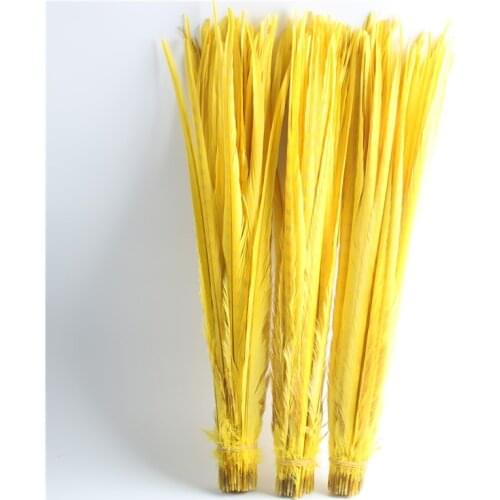 The New 10-50pcs/lot High Quality Natural Yellow Pheasant Feathers 50-55cm/20-22inches Carnival Craft Dancers Home DIY Plume